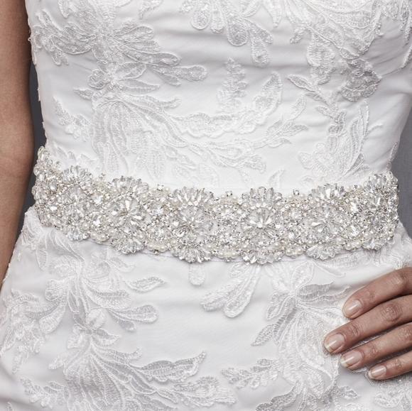 David's Bridal Accessories - NWT DAVID'S BRIDAL Scalloped Ivory Rhinestone Sash David's Bridal Accessories - NWT DAVID'S BRIDAL Scalloped Ivory Rhinestone Sash
